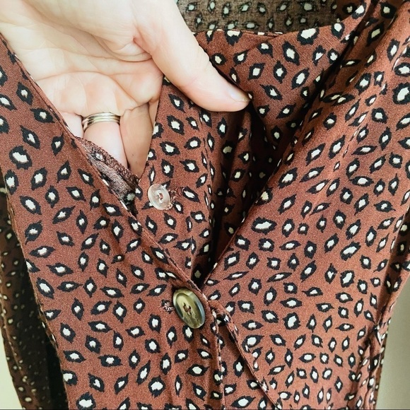 LEFTIES Brown Leopard Print Wrap Midi Dress - Picture 7 of 11